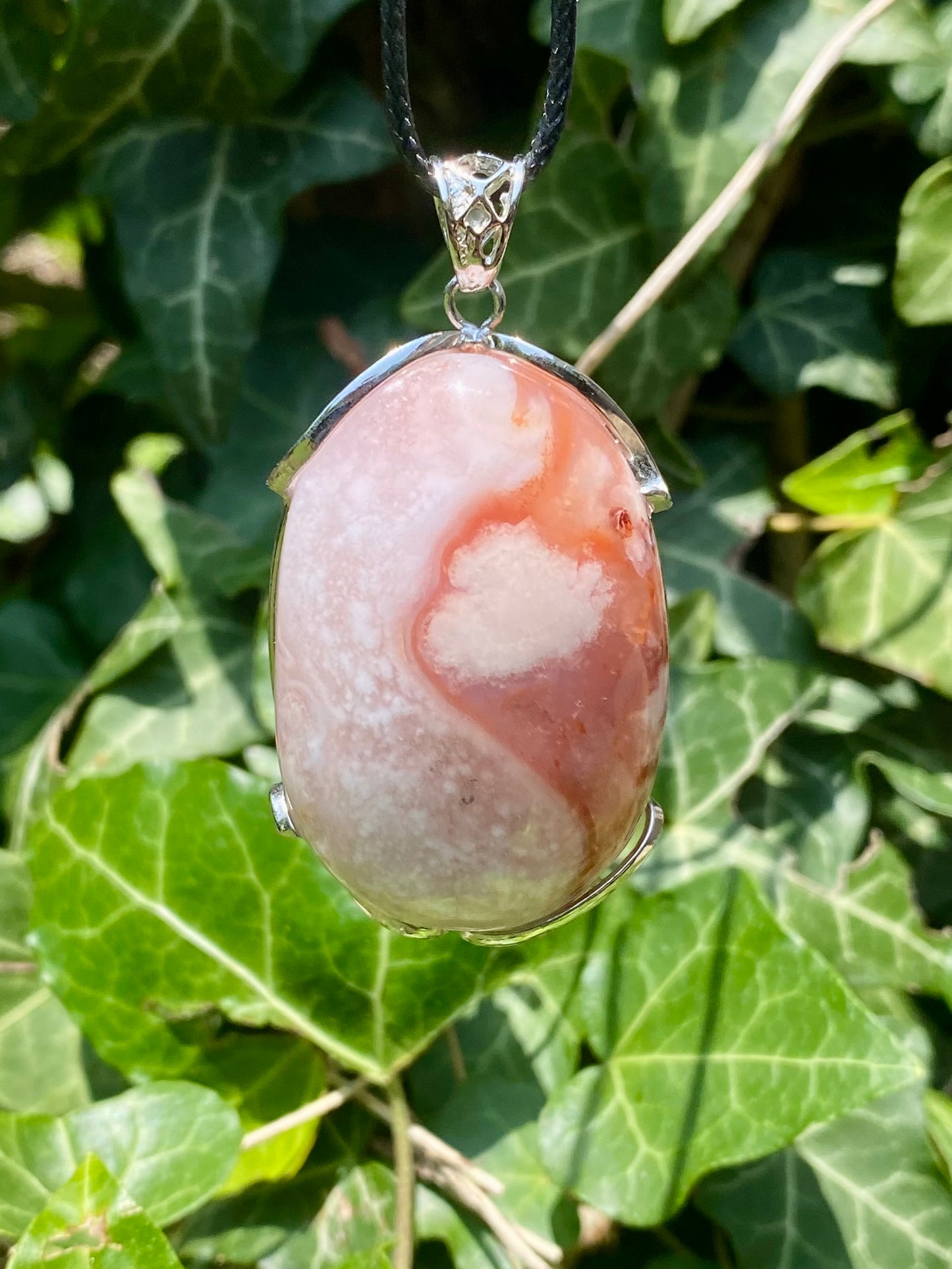 Pendentif Agate fleur & Cornaline 🧡