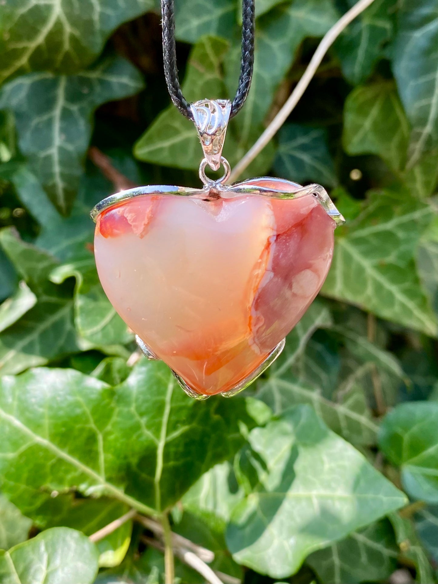 Pendentif Agate fleur & Cornaline 🧡