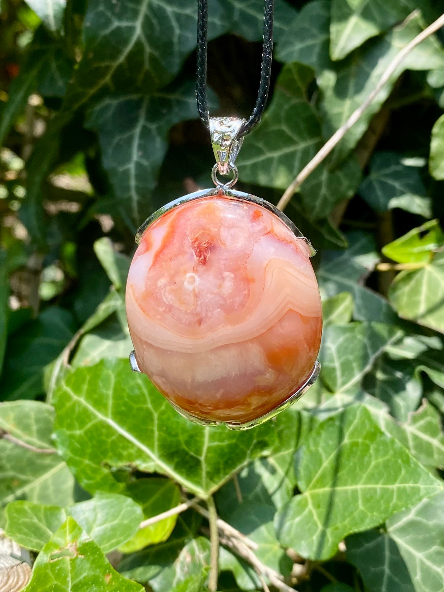 Pendentif Agate fleur & Cornaline 🧡