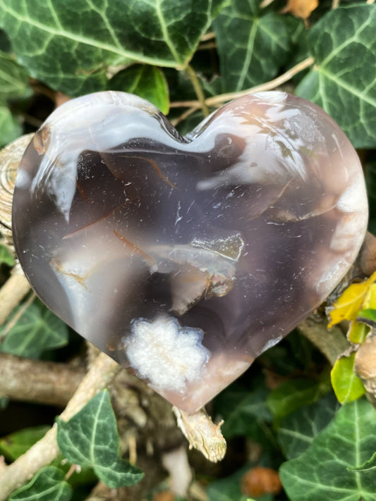 Coeur 🖤 Agate fleurs noires