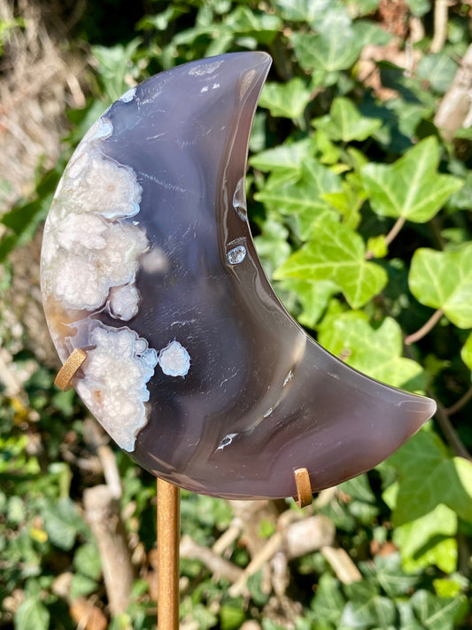 Lune 🌙 Agate fleurs noires 🖤